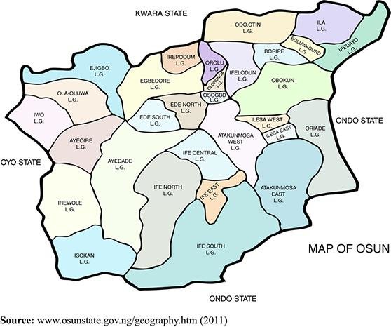 Map Osun State Nigeria