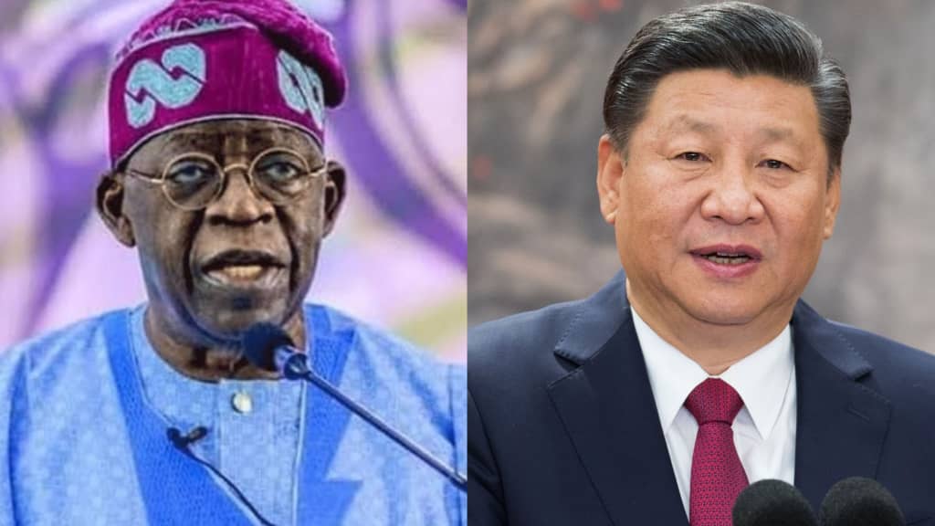 A photo combination of Chinese President Xi Jinping and President Bola Tinubu