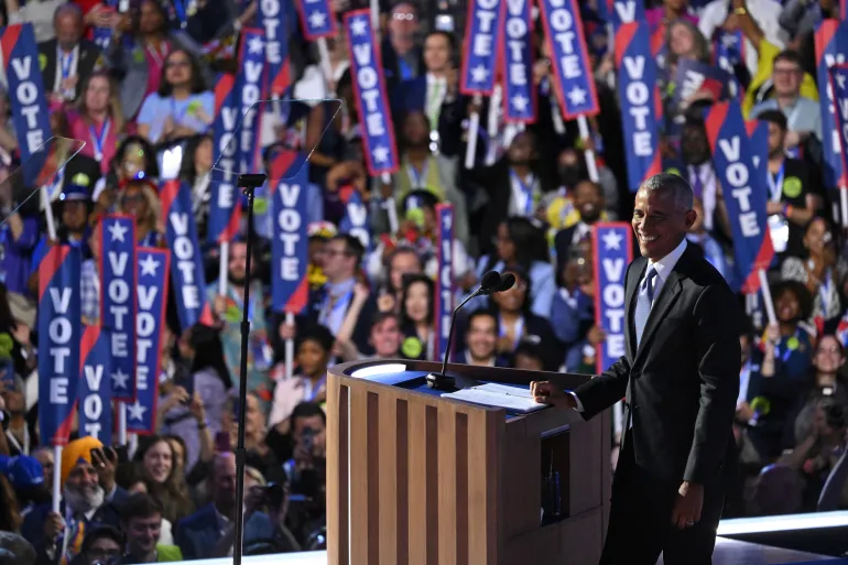 Barack Obama electrified the audience [Saul Loeb/AFP]