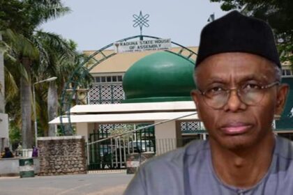 Illustrative photo of ex-Kaduna State Governor, Nasir El-Rufai; and Kaduna Assembly Complex