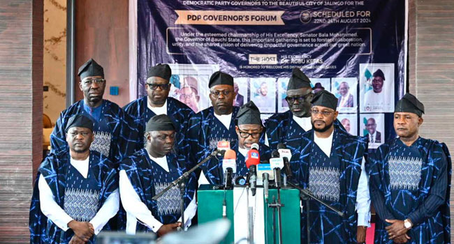 PDP Governors meet at the Taraba State Government House in Jalingo on August 23, 2024. Credit: X/@GovernorObaseki