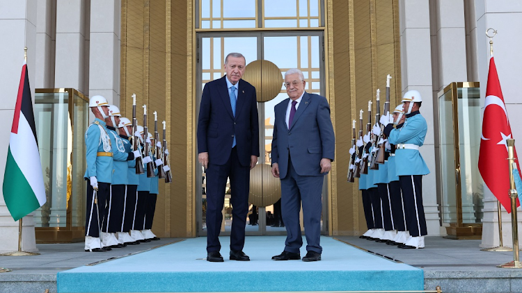 Turkey's Erdogan welcomes Palestinian President Mahmoud Abbas in Ankara