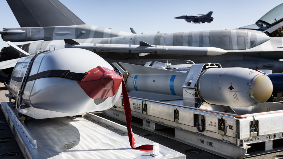 US air-to-surface AGM-65 Maverick and AGM-158 JASSM missiles used by fighter plane F-16