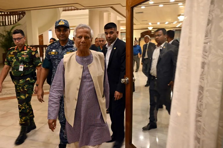 Nobel laureate and chief adviser of Bangladesh's new interim government Muhammad Yunus is seeking to shephard the country into a new era, but faces a number of challenges [Indranil Mukherjee/AFP]