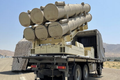 A Fath-360 missile launcher seen at a military exhibition at an unknown location in Iran, July 7, 2021 © Wikipedia