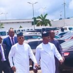 Former Governor Yahaya Bello of Kogi State arriving the EFCC headquarters in Abuja