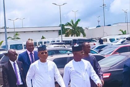 Former Governor Yahaya Bello of Kogi State arriving the EFCC headquarters in Abuja