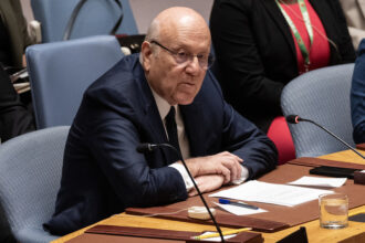 President of the Council of Ministers of Lebanon Mohammad Najib Azmi Mikati speaks during United Nations Security Council meeting on Middle East on situation on Israel-Lebanon at UN Headquarters. © Lev Radin / Pacific Press / LightRocket via Getty Images