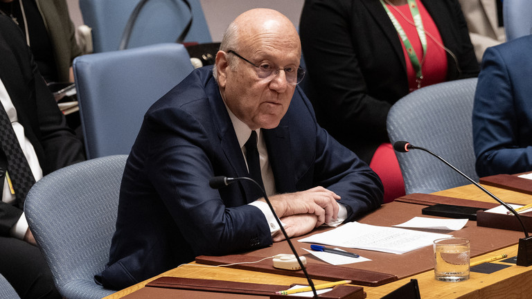 President of the Council of Ministers of Lebanon Mohammad Najib Azmi Mikati speaks during United Nations Security Council meeting on Middle East on situation on Israel-Lebanon at UN Headquarters. © Lev Radin / Pacific Press / LightRocket via Getty Images