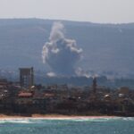 Smoke billows after an Israeli strike on the area of el-Hosh near port city of Tyre in southern Lebanon on September 24, 2024. (Photo by HASSAN FNEICH / AFP)