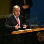 United Nations Secretary-General Antonio Guterres speaks during the 79th Session of the United Nations General Assembly at the United Nations headquarters in New York City on September 24, 2024. (Photo by ANGELA WEISS / AFP)