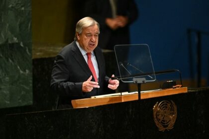 United Nations Secretary-General Antonio Guterres speaks during the 79th Session of the United Nations General Assembly at the United Nations headquarters in New York City on September 24, 2024. (Photo by ANGELA WEISS / AFP)