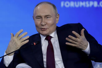 Vladimir Putin speaks during the main session of the 27th St. Petersburg International Economic Forum (SPIEF) in St. Petersburg, Russia, June 7, 2024 © Getty Images / Roscongress Press Service