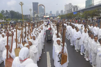 Religious leaders sing to celebrate Meskel, meaning the Cross in Amharic, is an annual religious holiday among Orthodox in Addis Ababa, Ethiopia on Sept. 26, 2024. AP/Copyright 2023 The AP. All rights reserved