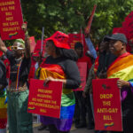 FILE PHOTO: Members of the Economic Freedom Fighters picket against Uganda's anti-homosexuality bill at the Uganda High Commission on April 04, 2023 in Pretoria, South Africa. © Alet Pretorius / Gallo Images via Getty Images