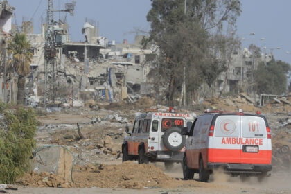 FILE PHOTO. Ambulance vehicles in Gaza. © Photo by Mohammed Talatene/picture alliance via Getty Images