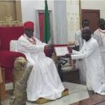 EDO STATE GOVERNOR ELECT AND HIS DEPUTY PRESENTS CERTIFICATE OF RETURN TO THE OBA OF BENIN.