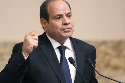 Egyptian President Abdel Fattah el-Sissi gestures during a joint press conference in Cairo, Egypt,