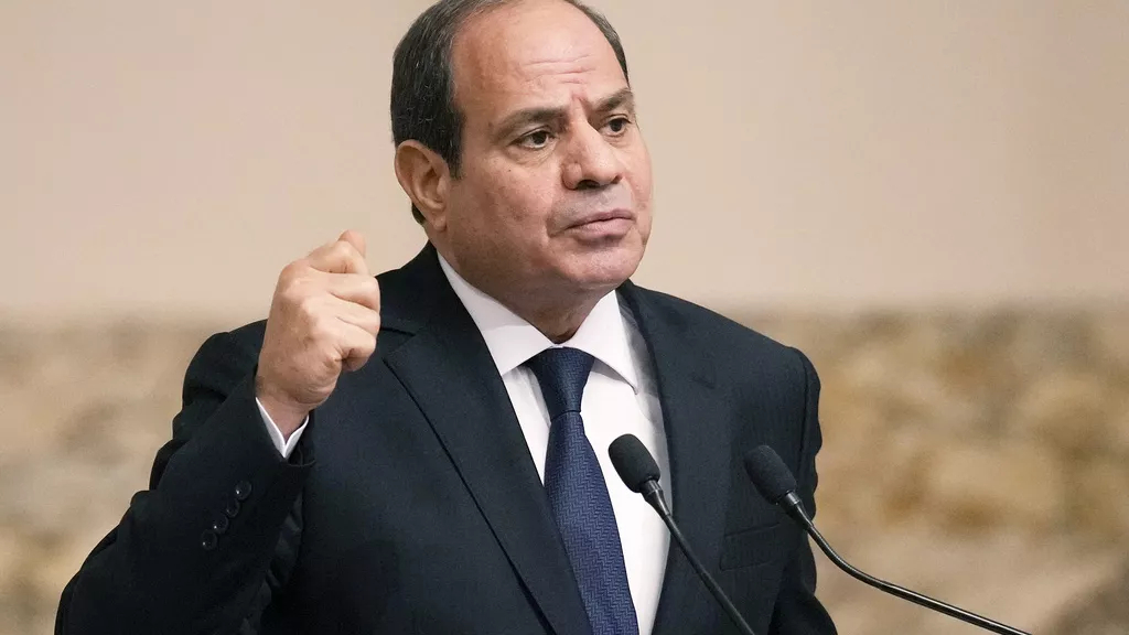 Egyptian President Abdel Fattah el-Sissi gestures during a joint press conference in Cairo, Egypt,