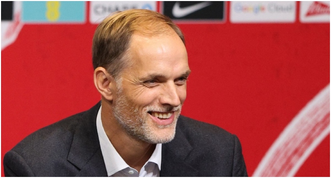 England’s men football team newly appointed, German Thomas Tuchel, speaks during a press conference at Wembley stadium, in London, on October 16, 2024. (Photo by Adrian Dennis / AFP)