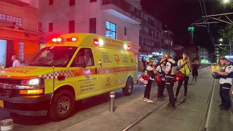 Healthcare professionals are deployed to the scene after armed attack in Jaffa, Israel on October 01, 2024. There were reportedly dead and wounded in the attack. © Magen David Adom/Getty Images