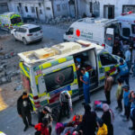 Medics evacuate injured people and cancer patients from the Kamal Adwan Hospital in Beit Lahiya in the northern Gaza Strip [File: AFP]