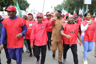 NLC President Joe Ajaero and TUC President Festus Osifo lead a joint protest