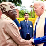 President Bola Tinubu (L) with President Joe Biden (R) on the sidelines of the G20 in New Delhi, India on Sunday, September 10, 2023