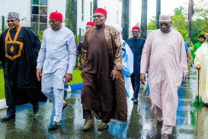 Rivers State Governor, Siminalayi Fubara receives members of the PDP Board of Trustees in Port Harcourt on August 20, 2024.