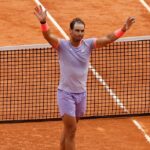 Spain’s Rafael Nadal celebrates after winning against Argentina’s Pedro Cachin during the third round of the 2024 ATP Tour Madrid Open tournament tennis match at Caja Magica in Madrid on April 29, 2024. (Photo by OSCAR DEL POZO / AFP)