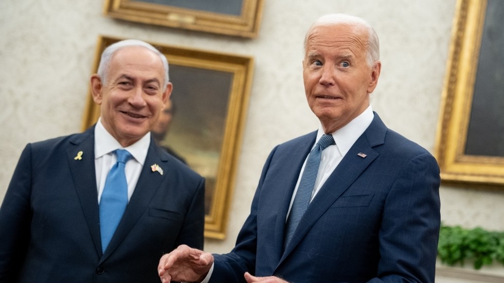 US President Joe Biden meets Israeli Prime Minister Benjamin Netanyahu in the White House on July 25, 2024. © Andrew Harnik / Getty Images