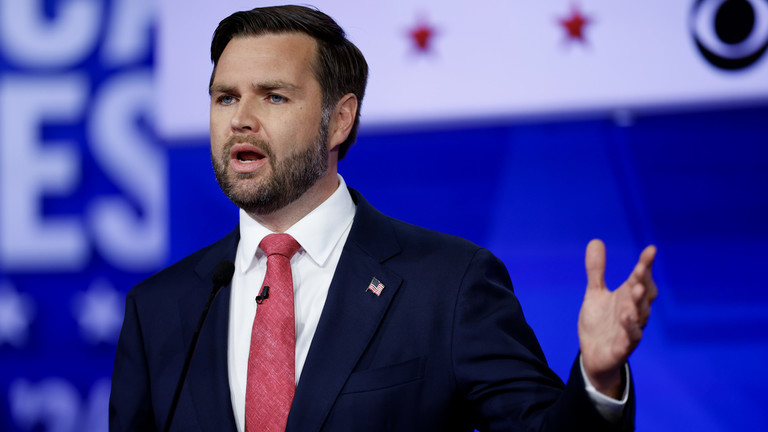 US Republican vice presidential candidate Senator J.D. Vance during a televised debate on October 1, 2024 in New York. Chip Somodevilla / Getty Images