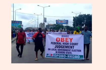 A protest led by supporters of Nyesom Wike,