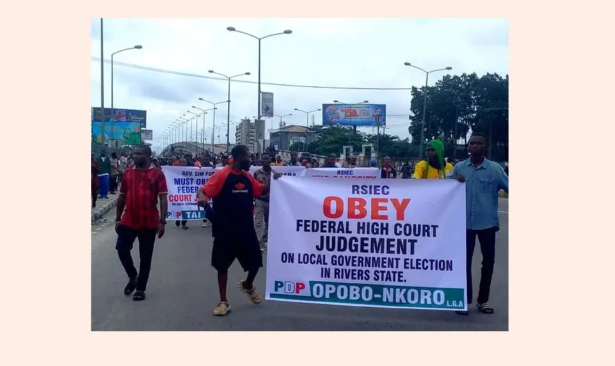 A protest led by supporters of Nyesom Wike,