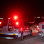 An ambulance arrives at the site of a drone strike near the northern Israeli town of Binyamina [Oren Ziv/AFP]