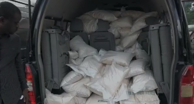 Bags of rice and garri meant to be palliatives from the Federal Government for the people of the state