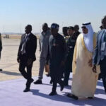 President Bola Ahmed Tinubu on Sunday arrived in the Saudi Arabian capital, Riyadh, to participate in the Joint Arab-Islamic Summit.