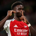 Bukayo Saka scored his second Champions League goal of the season against Sporting