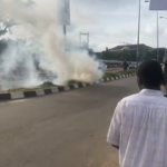 Deployed teargas. Credit: Nathaniel Shaibu