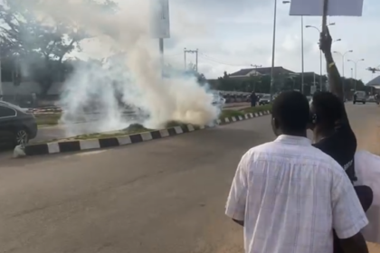 Deployed teargas. Credit: Nathaniel Shaibu