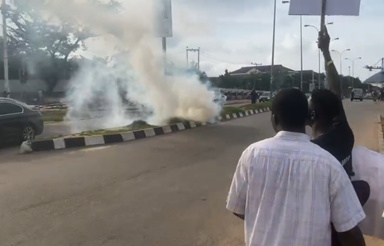 Deployed teargas. Credit: Nathaniel Shaibu