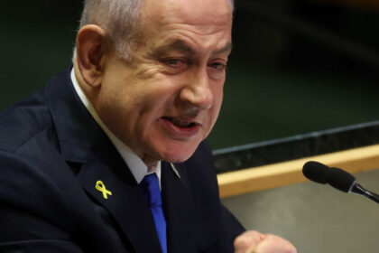 Israeli Prime Minister Benjamin Netanyahu addresses world leaders during the United Nations General Assembly / Spencer Platt © Getty Images