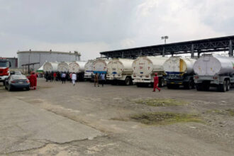 Petrol trucks at PH Refinery