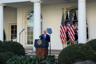 President Biden, speaking from the Rose Garden