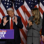 Republican presidential candidate Donald Trump with wife Melania Trump and son Baron Trump during an election night event in West Palm Beach, Florida. © Getty Images / Joe Raedle