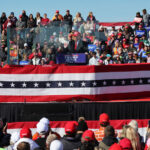 Republican presidential nominee Donald Trump speaks during a campaign rally at Lancaster Airport on November 3, 2024, in Lititz, Pennsylvania. © Michael M. Santiago/Getty Images