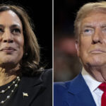 This combination of file photos shows Democratic presidential nominee Vice President Kamala Harris, left, and Republican presidential nominee former President Donald Trump. © AP Photo