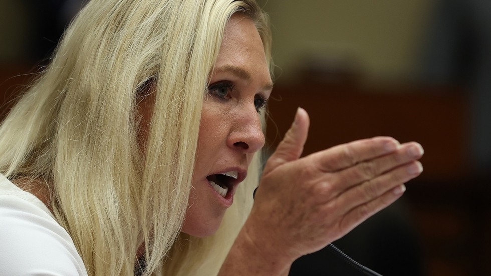 FILE PHOTO: US Rep. Marjorie Taylor Greene during a House hearing. © Justin Sullivan / Getty Images