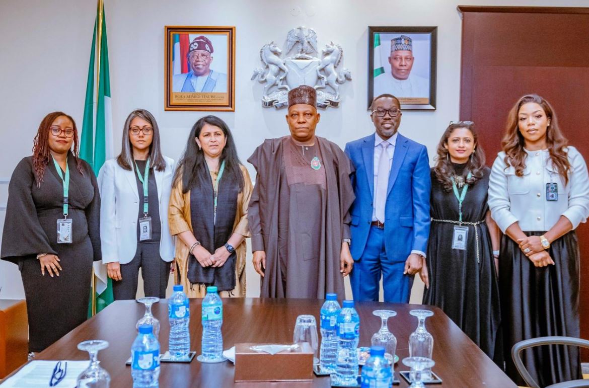 Vice President Kashim Shettima (middle) with Country Director of the World Bank, Ndiame Diop (3rd from right); Practice Leader, People, Nigeria, West and Central Africa, Tina George Karippacheril (2nd from right); Special Assistant to the President on Public Health, Uju Rochas-Anwulah (far right); among others, during a bilateral meeting of the VP with the World Bank team at the Presidential Villa, Abuja, on Tuesday [Credit: State House]