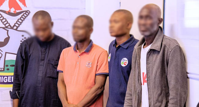 The suspects are accused of criminal conspiracy, forgery of official documents, job racketeering, impersonation and obtaining money under false pretence. Credit: Police.